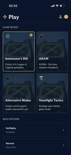 Lexu game mode selection